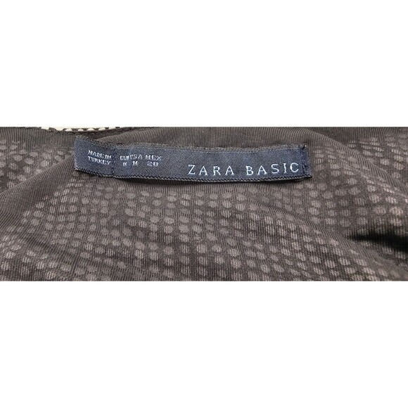 Zara Blouson Mini Dress Viscose Knit Polka Dot Navy Minimalist Office Casual M - Picture 3 of 13